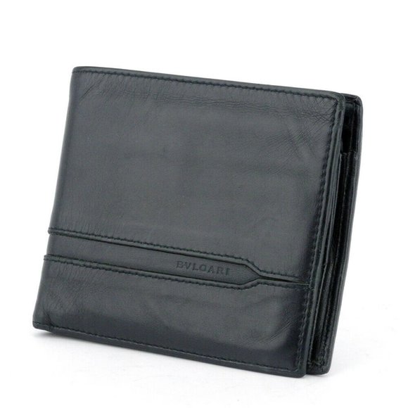 AUTH BVLGARI two-fold wallet oct leather - Picture 5 of 7